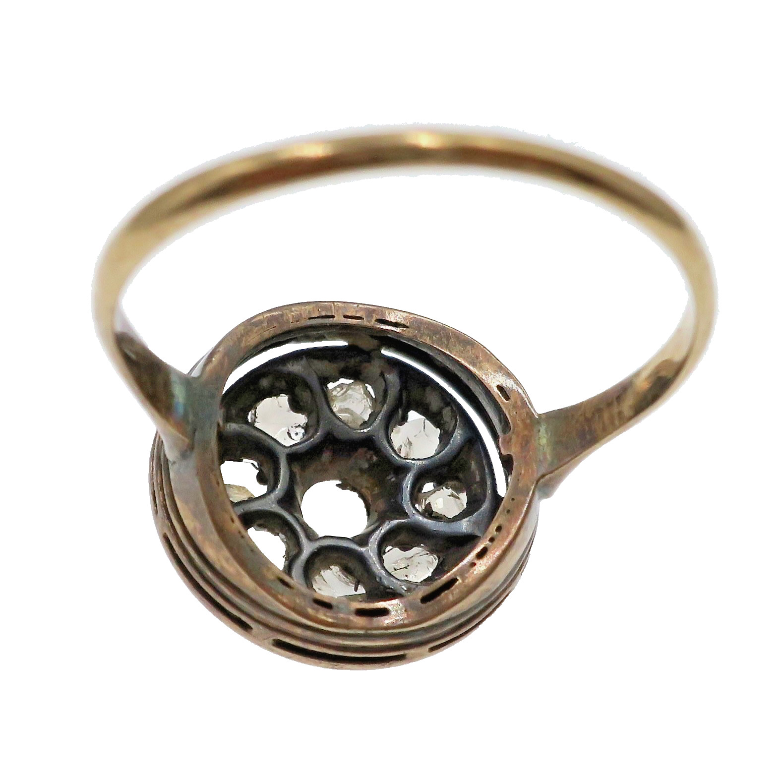 Vintage Georgian 14k Yellow Gold 14k Natural Rose Cut Diamond HALO Ring Size 8.5