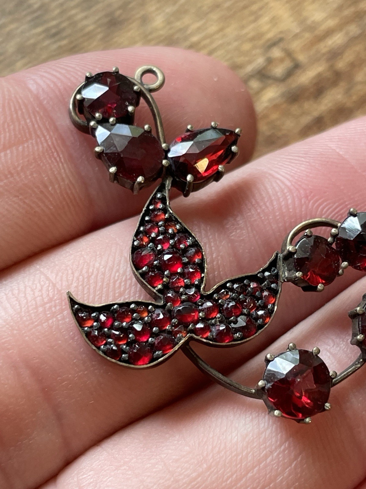Antique Victorian Bohemian Rose Cut Garnet Pendant 1.5 Inches! Beautiful!