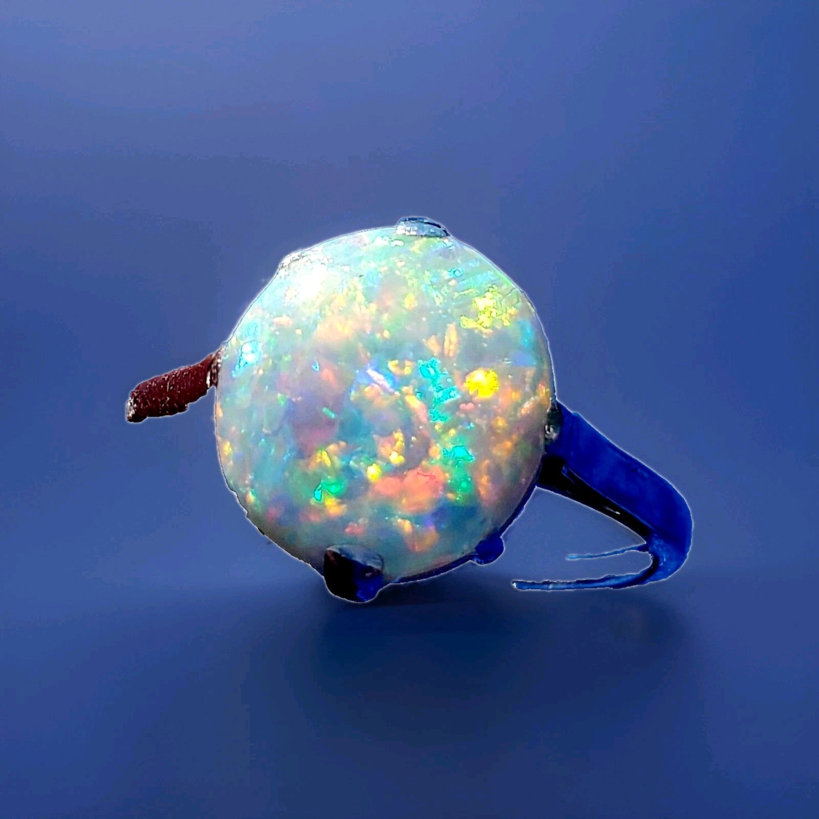 Original EARTH MINED OPAL Australian Engagement Ring Art Deco PLATINUM Solitaire