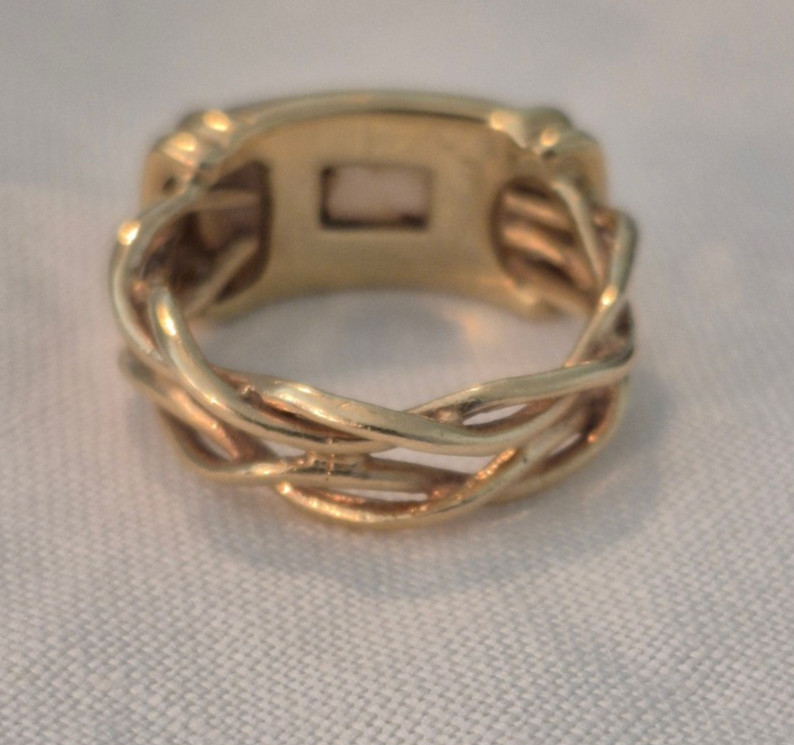 Vintage Custom Designed 14K Yellow Gold Natural Moonstone Ring Size 8 6.9 g.