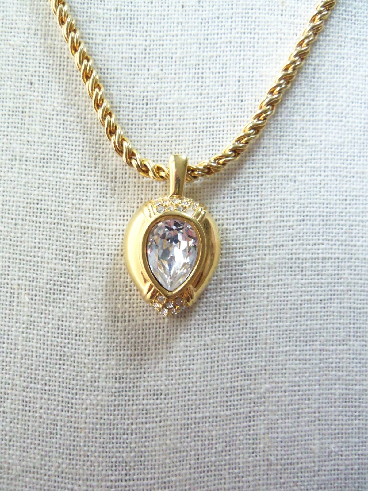 Vintage SAL Swarovski Crystal Pendant Rope Chain Necklace 24′