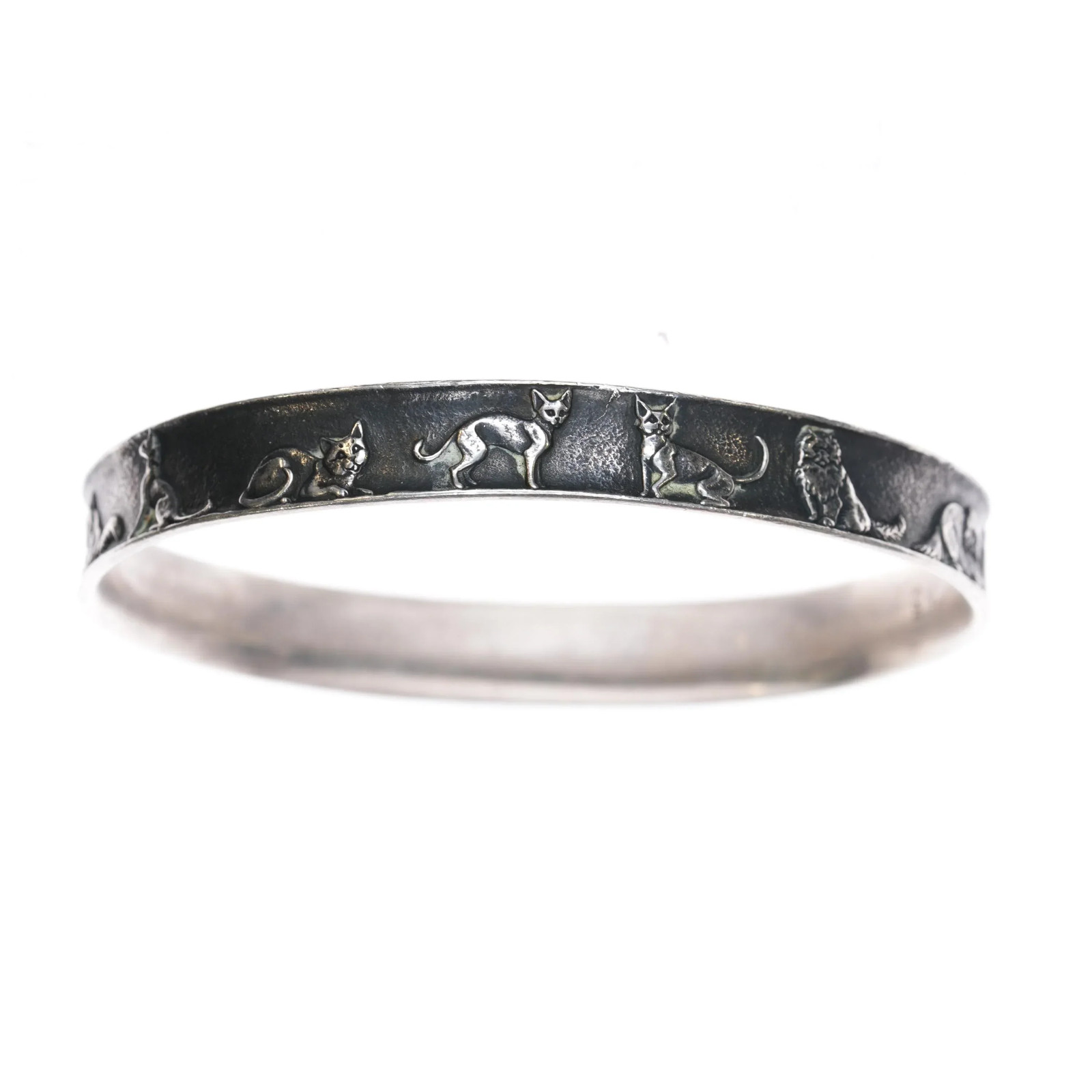 8″ Retired James Avery Sterling Exotic Cats bangle bracelet