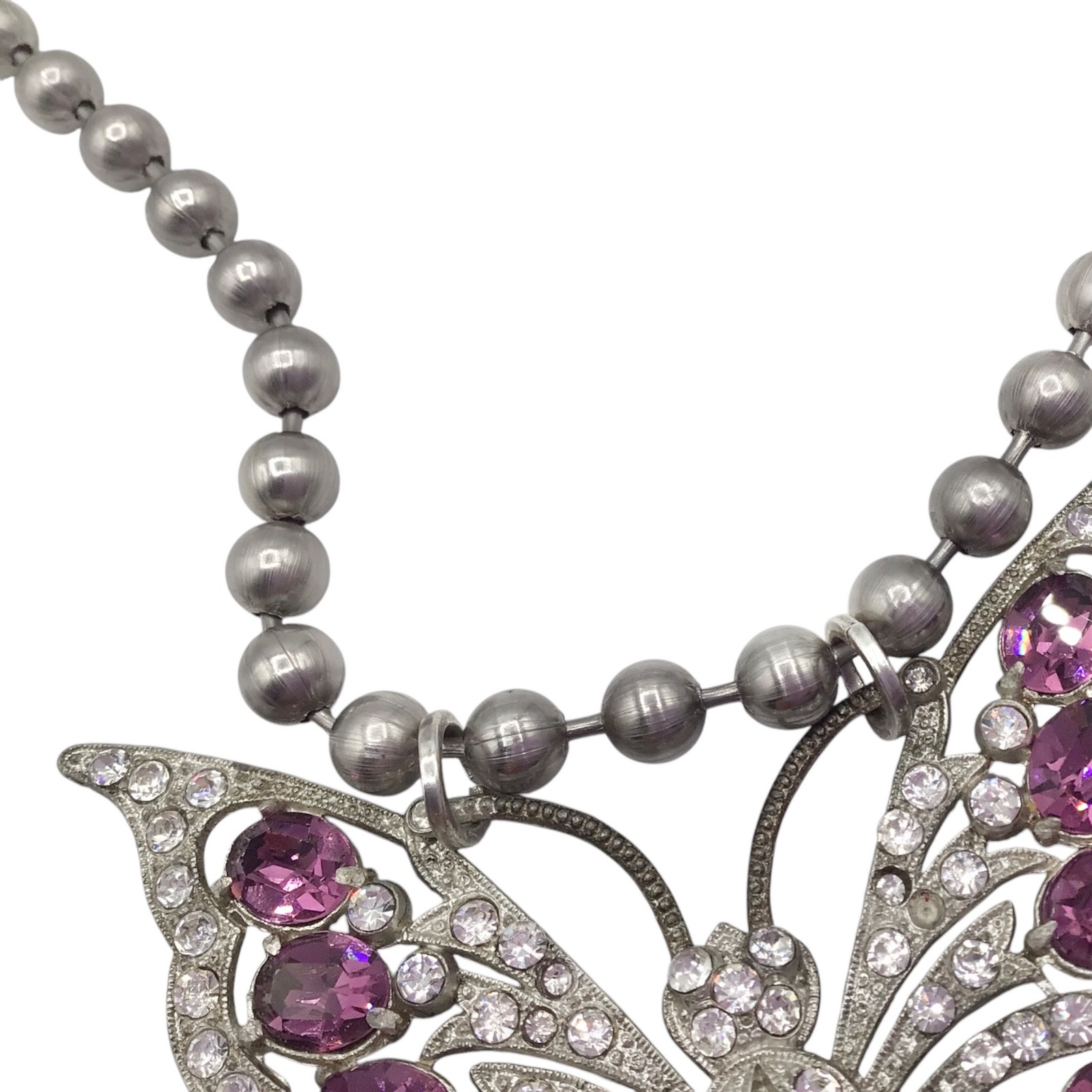 Vintage Art Deco Butterfly Pendant Necklace, Statement Assemblage 28″ Read