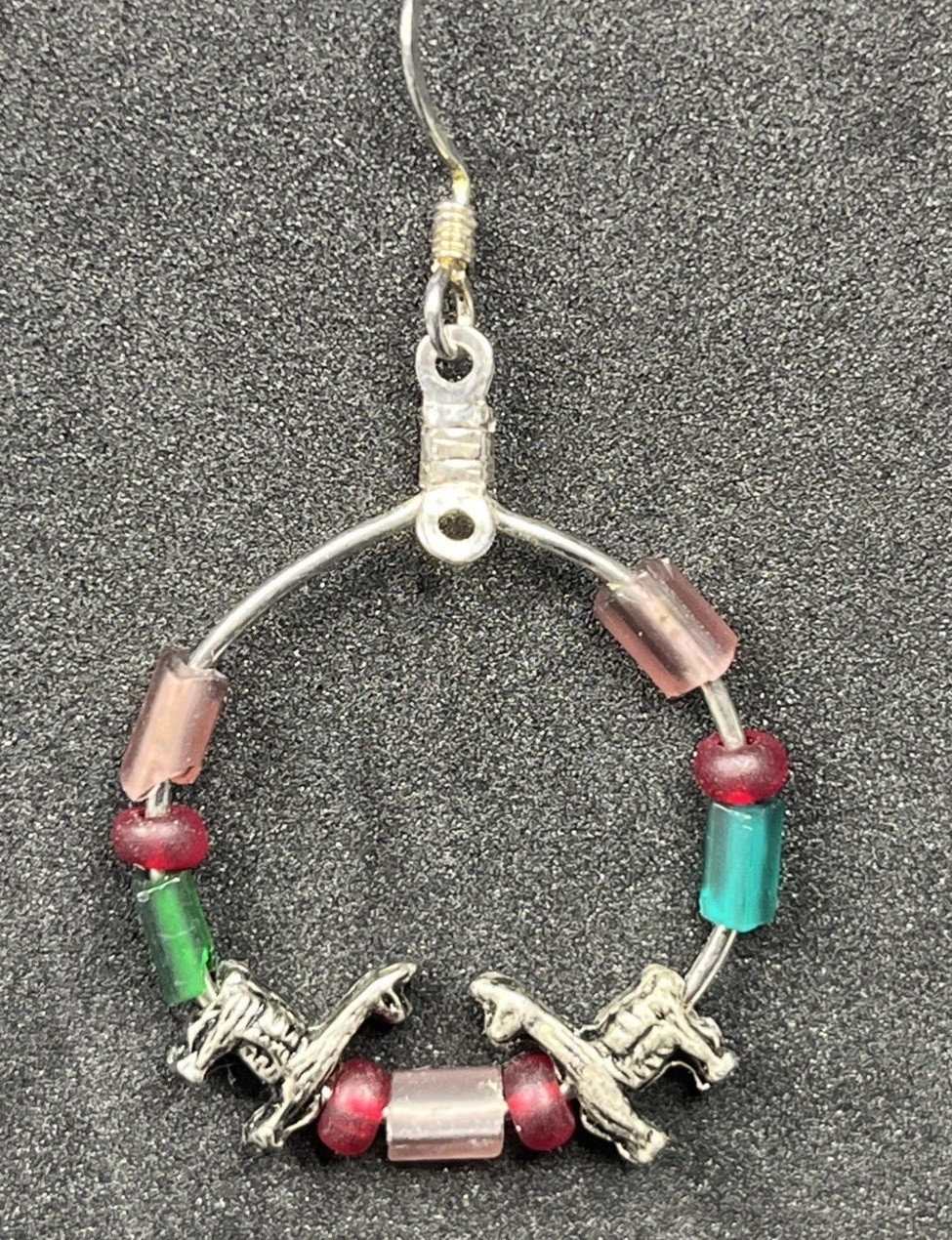 Vintage Llama Hoop Earrings Silver Tone Unsigned