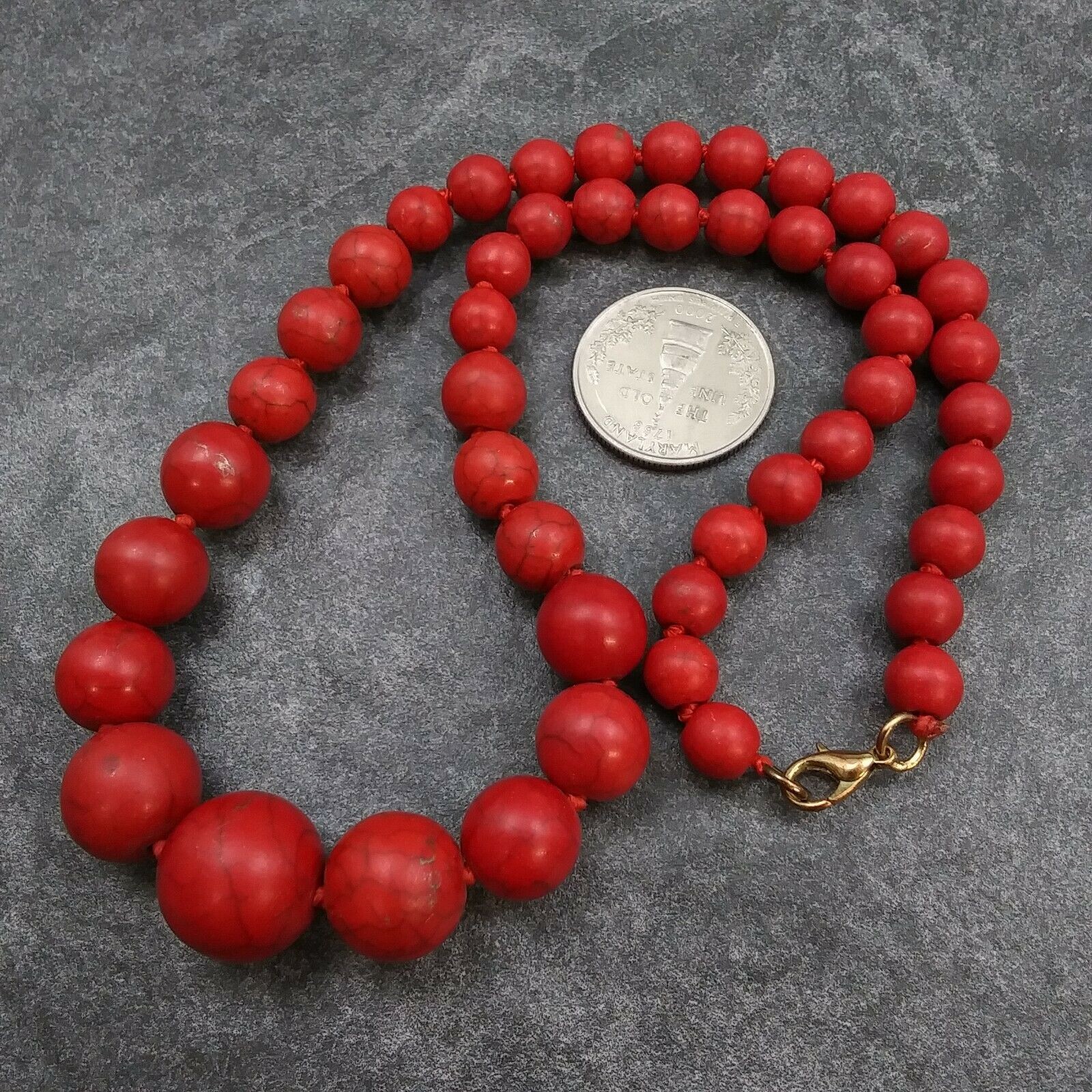 HIGH END *RARE* AMAZINGLY GORGEOUS VINTAGE CHUNKY RED GEMSTONE 18″ NECKLACE!!