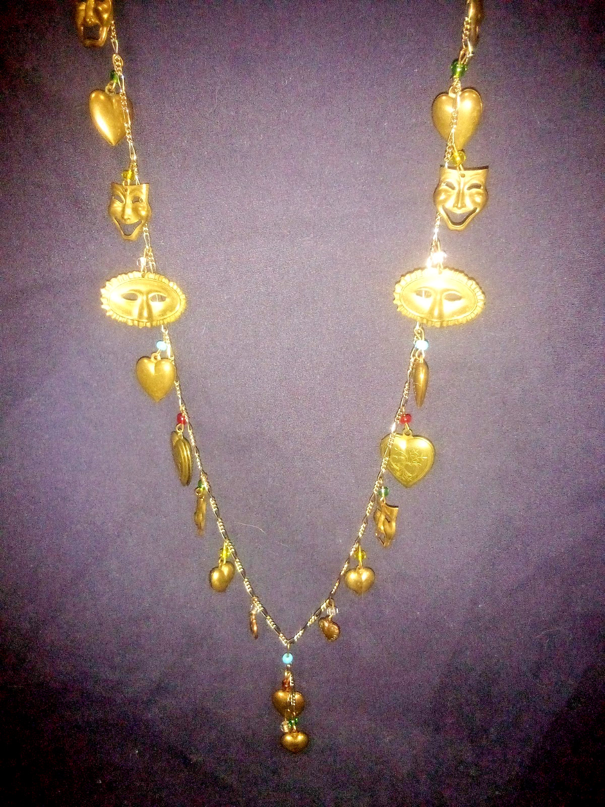 Vintage PIDDiDLY LINKS CHARM Necklace Theater Drama REAL HEART LOCKETS Kingston