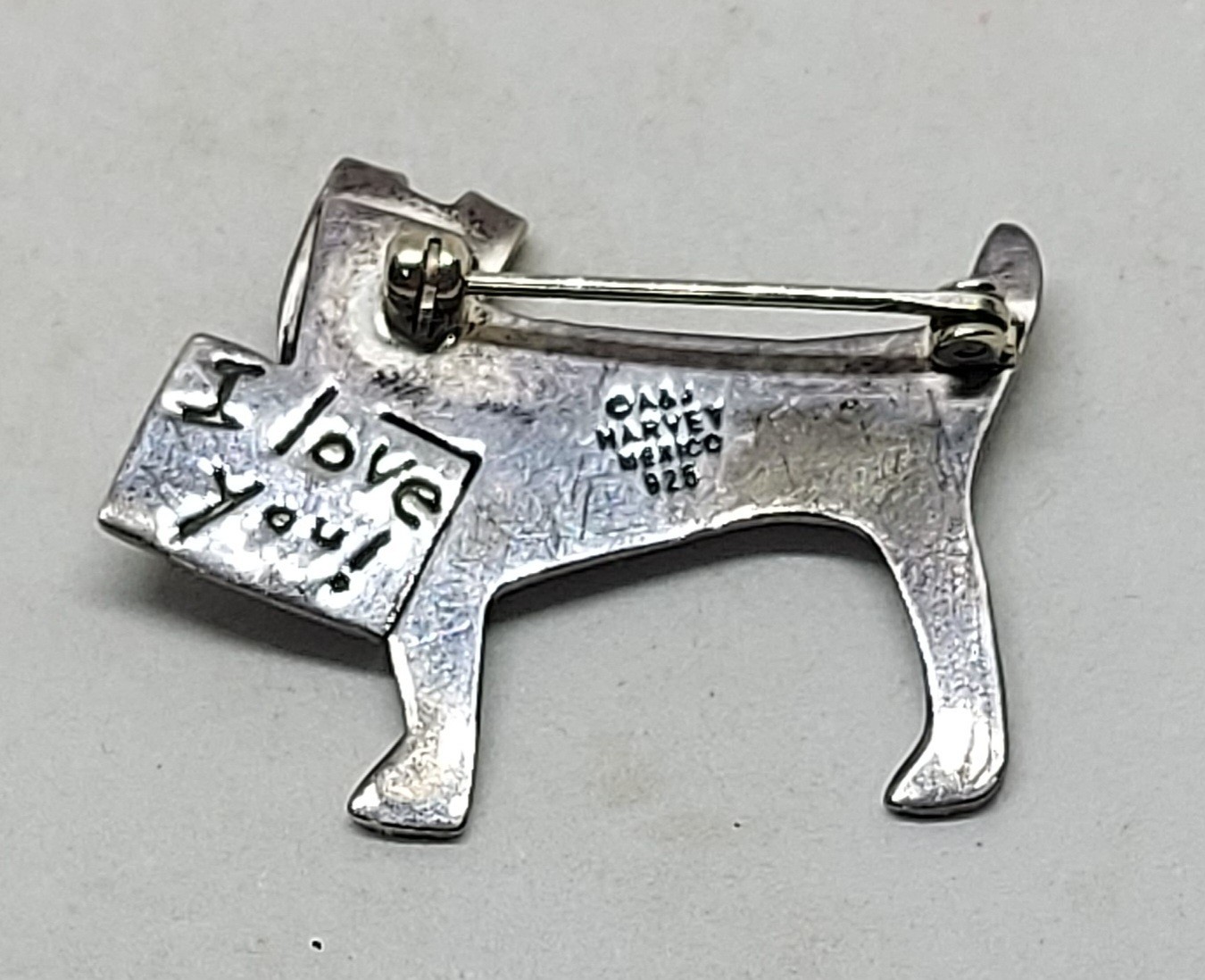 Vintage Anne & Jane Harvey 925 Mexico Sterling Silver Dog Brooch Pin