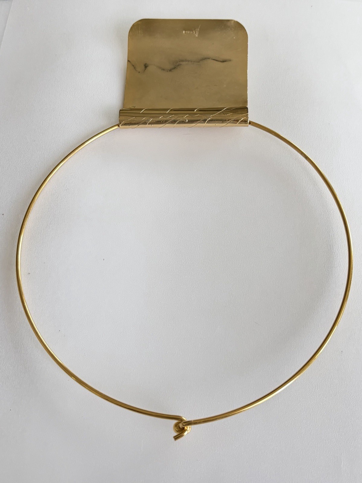 D’Anna Brutalist Statement Pendant Joan Rivers Torque Choker Necklace Gold Tone