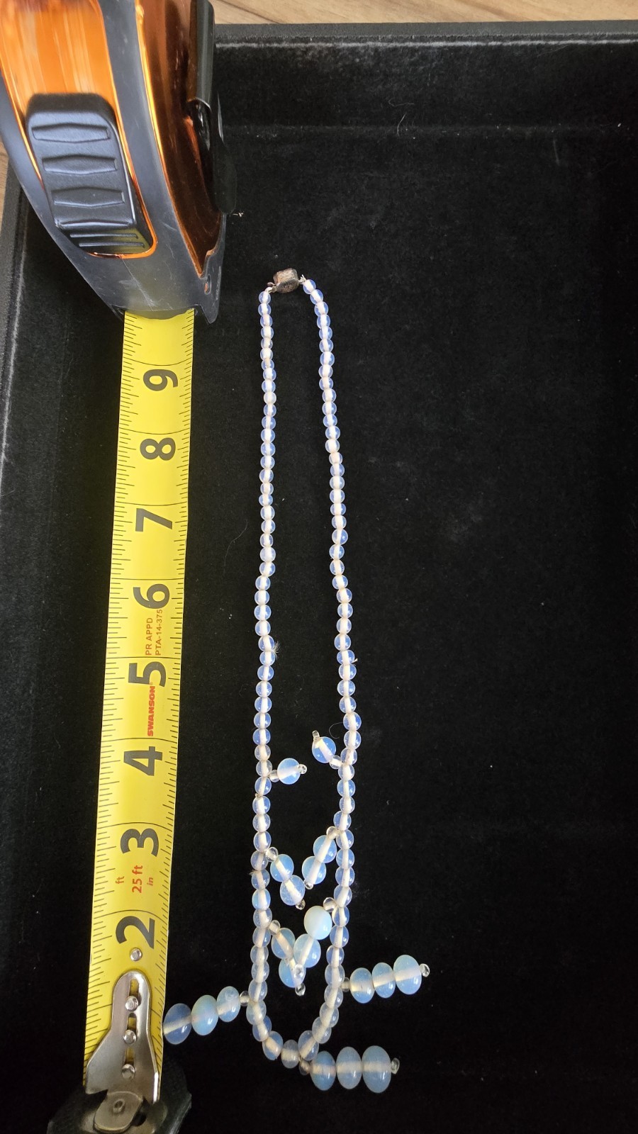 Vintage Opaline Milk Glass Necklace Art Deco Marked Czech