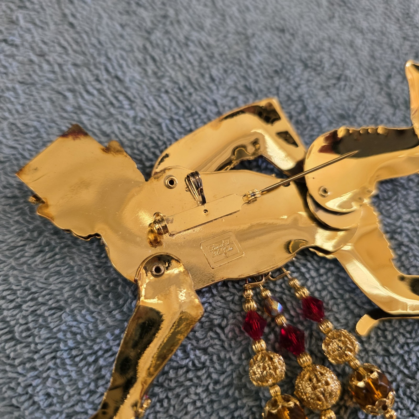 Vintage RARE Lunch At The Ritz Articulating Monkey Grinder Enamel Crystal Brooch