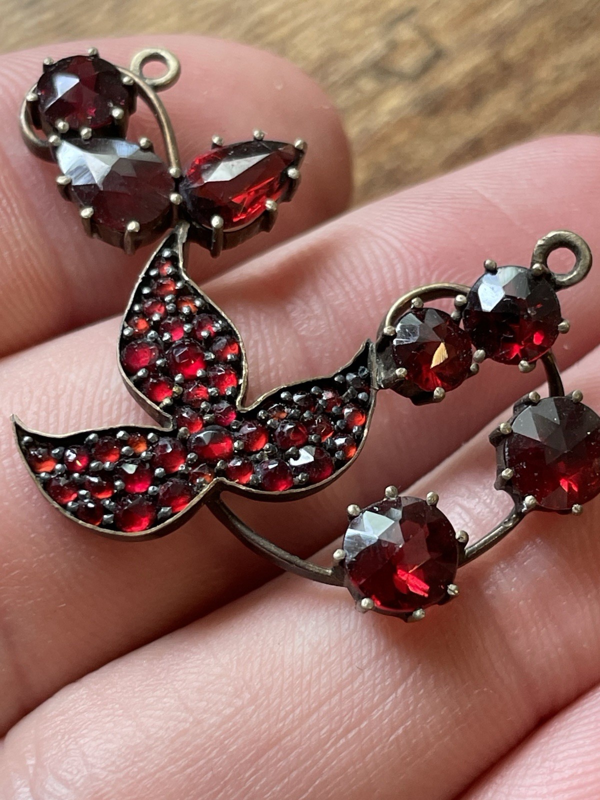 Antique Victorian Bohemian Rose Cut Garnet Pendant 1.5 Inches! Beautiful!