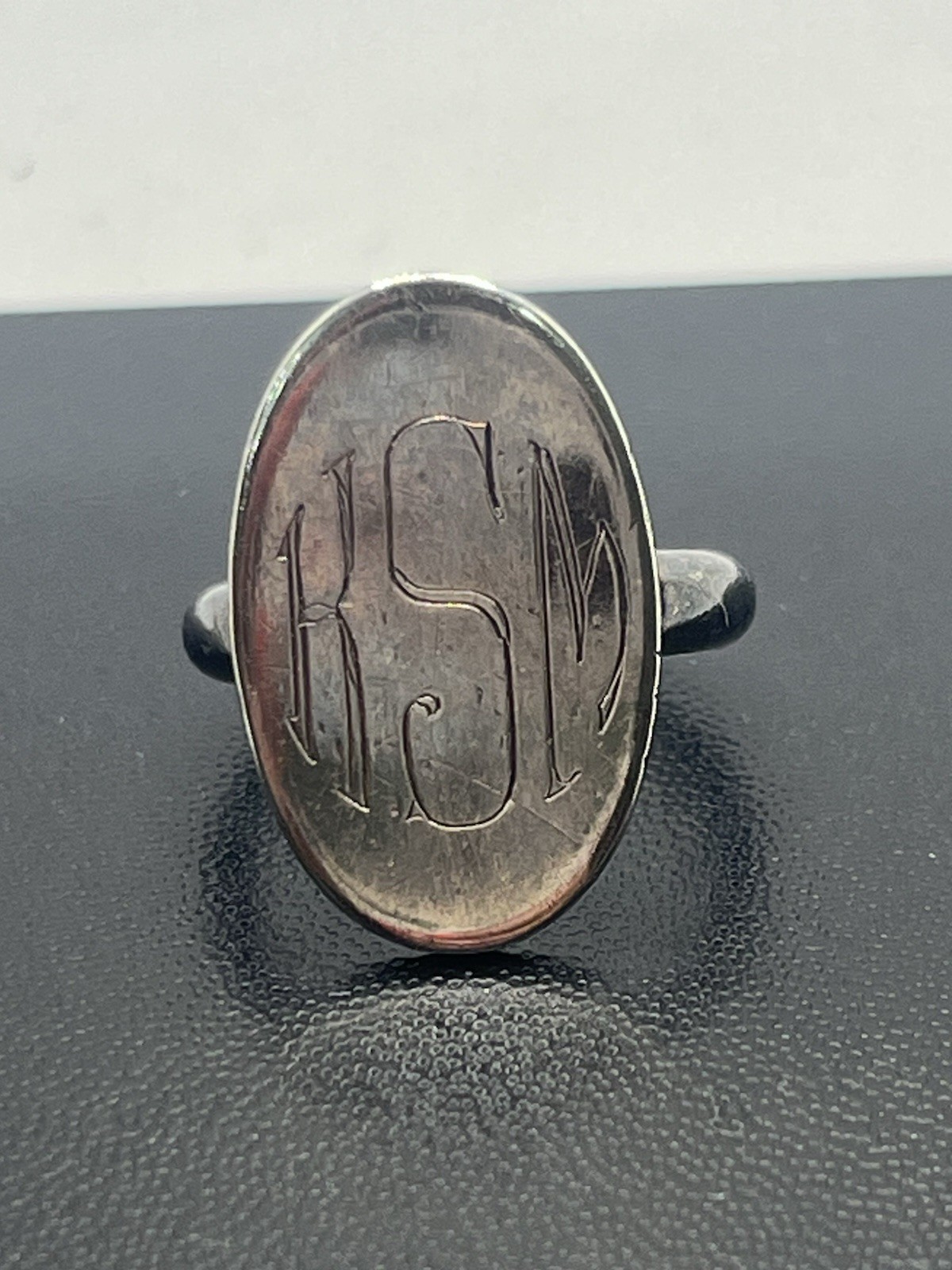 Sterling silver monogrammed signet oval ring size 5 vintage