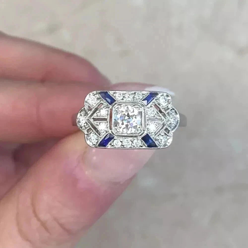 2.25Ct Vintage Art Deco style Lab Created Diamond Wedding 14K White Gold FN Ring