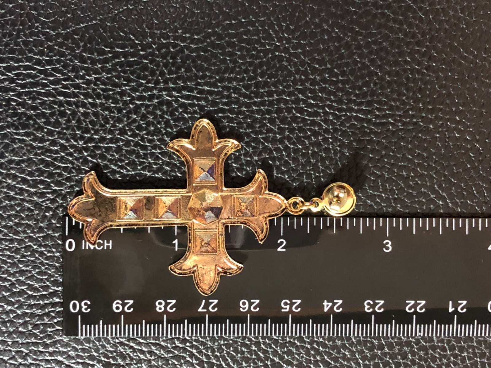 Vintage Gold Cross Earrings Gothic Studded 1980s Rockstar 2.5″ USA NWT 8052