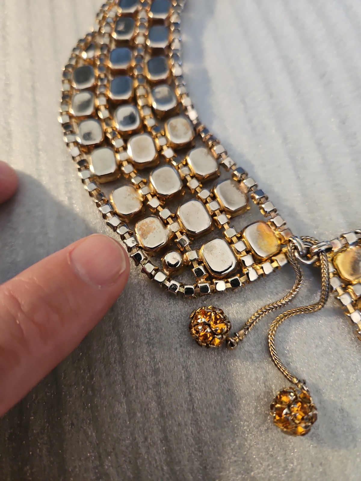 Gorgeous Estate Sale Find Vintage Citrine Collar Deco Style “Costume” Necklace!!
