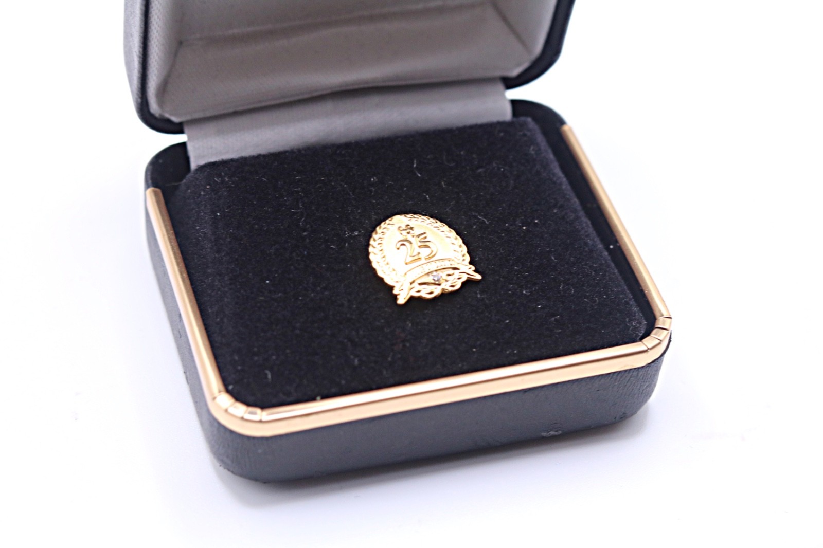10K Gold Filled Diamond 25 Years Service Birthday Anniversary Lapel Pin