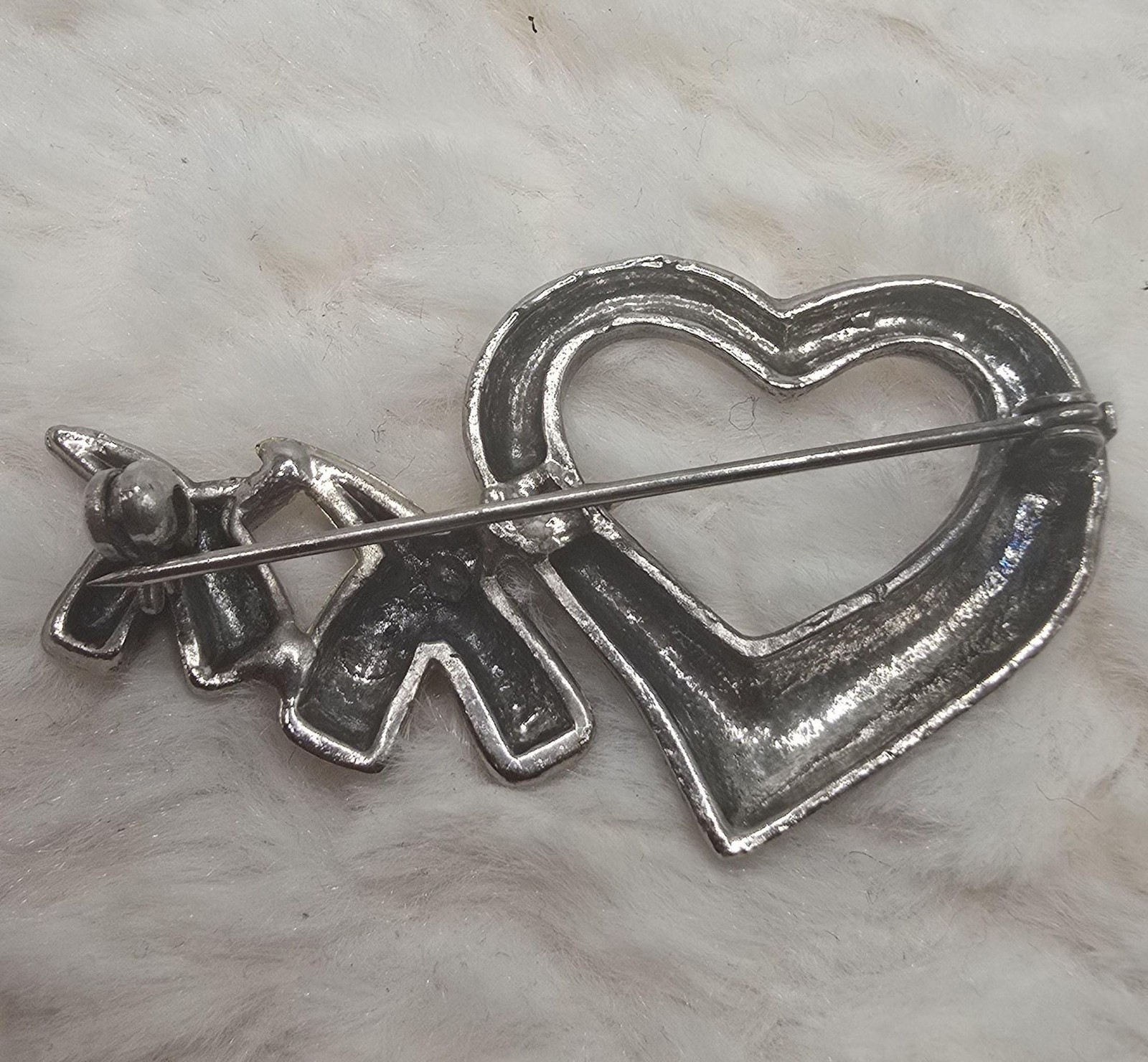 vintage solid large sterling silver XOXO heart pendant. Ideal gift for woman.
