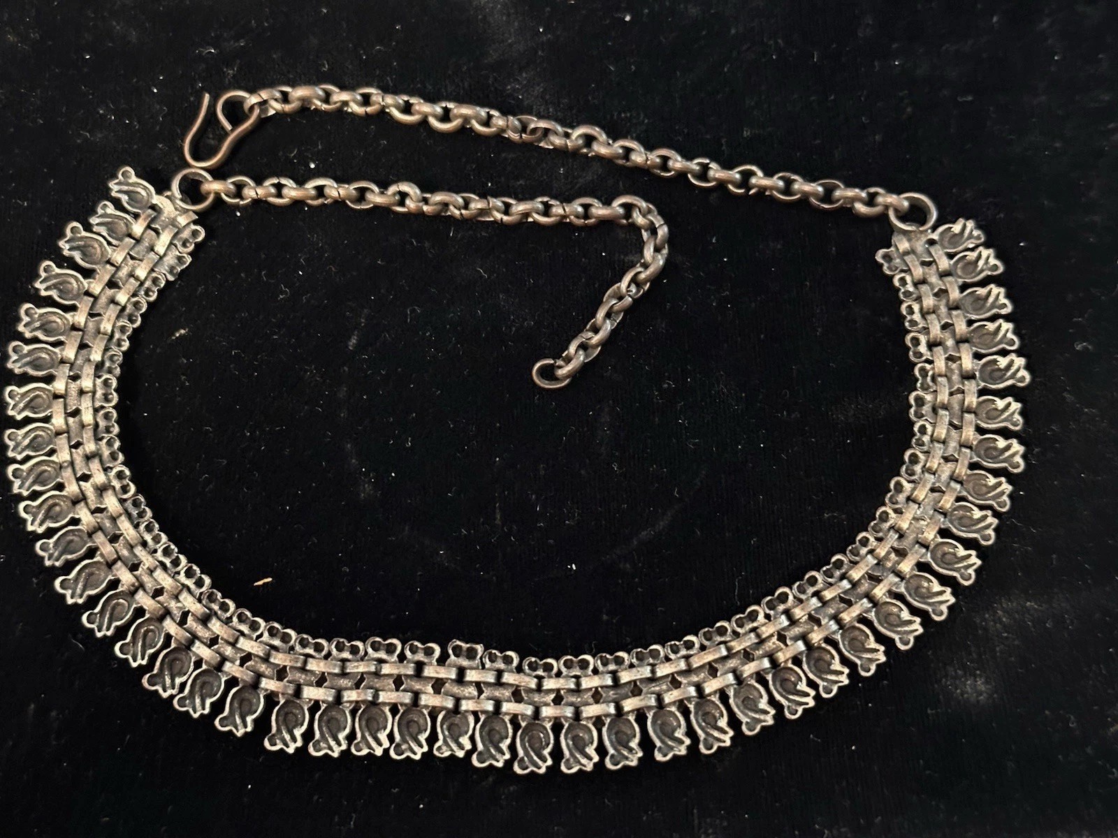Vintage fancy Victorian Revival Brass Book Chain Necklace 18” Long Hook Clasp