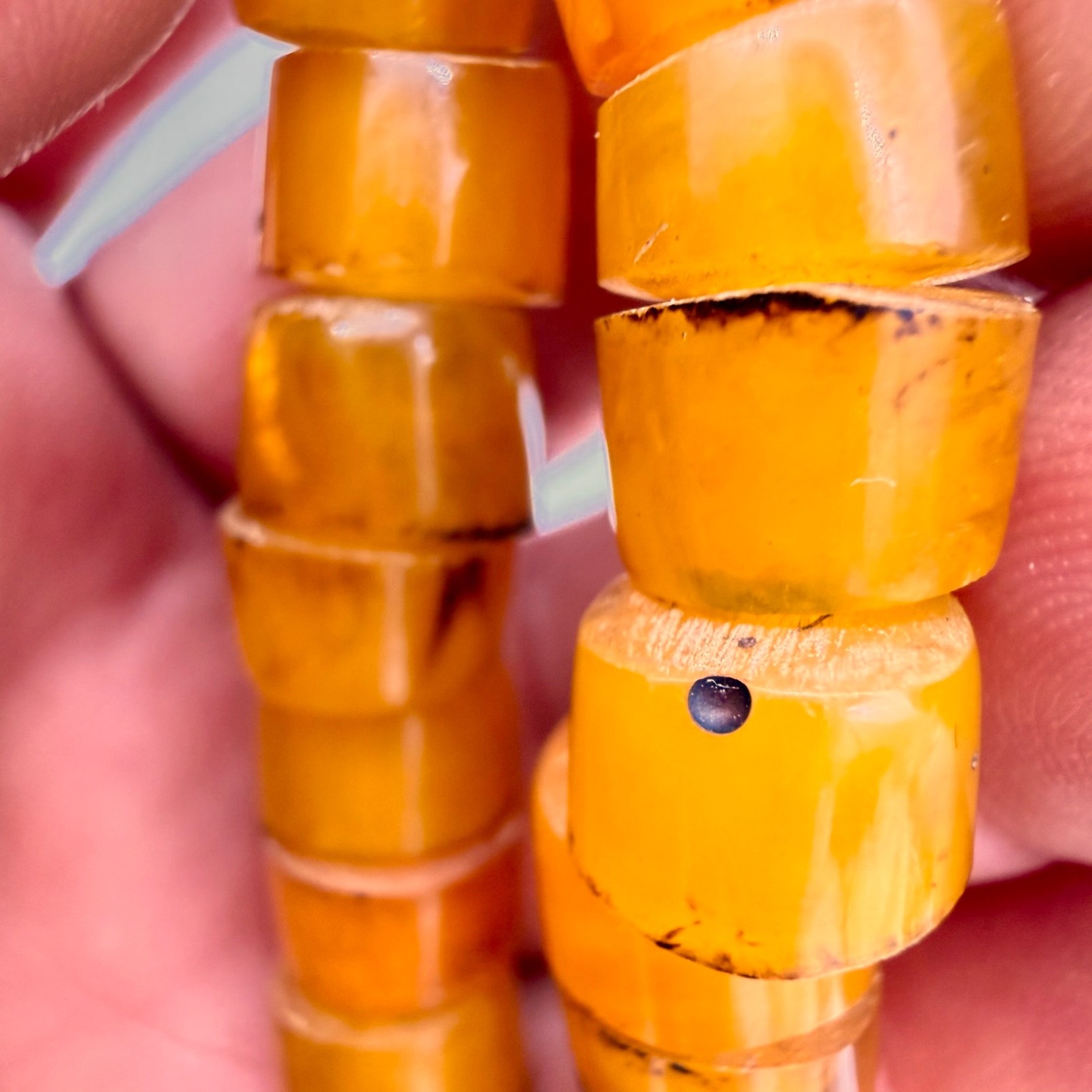 Vintage Tibetan Butterscotch Amber Resin Necklace 46g Egg Yolk Sherpa Trade Bead
