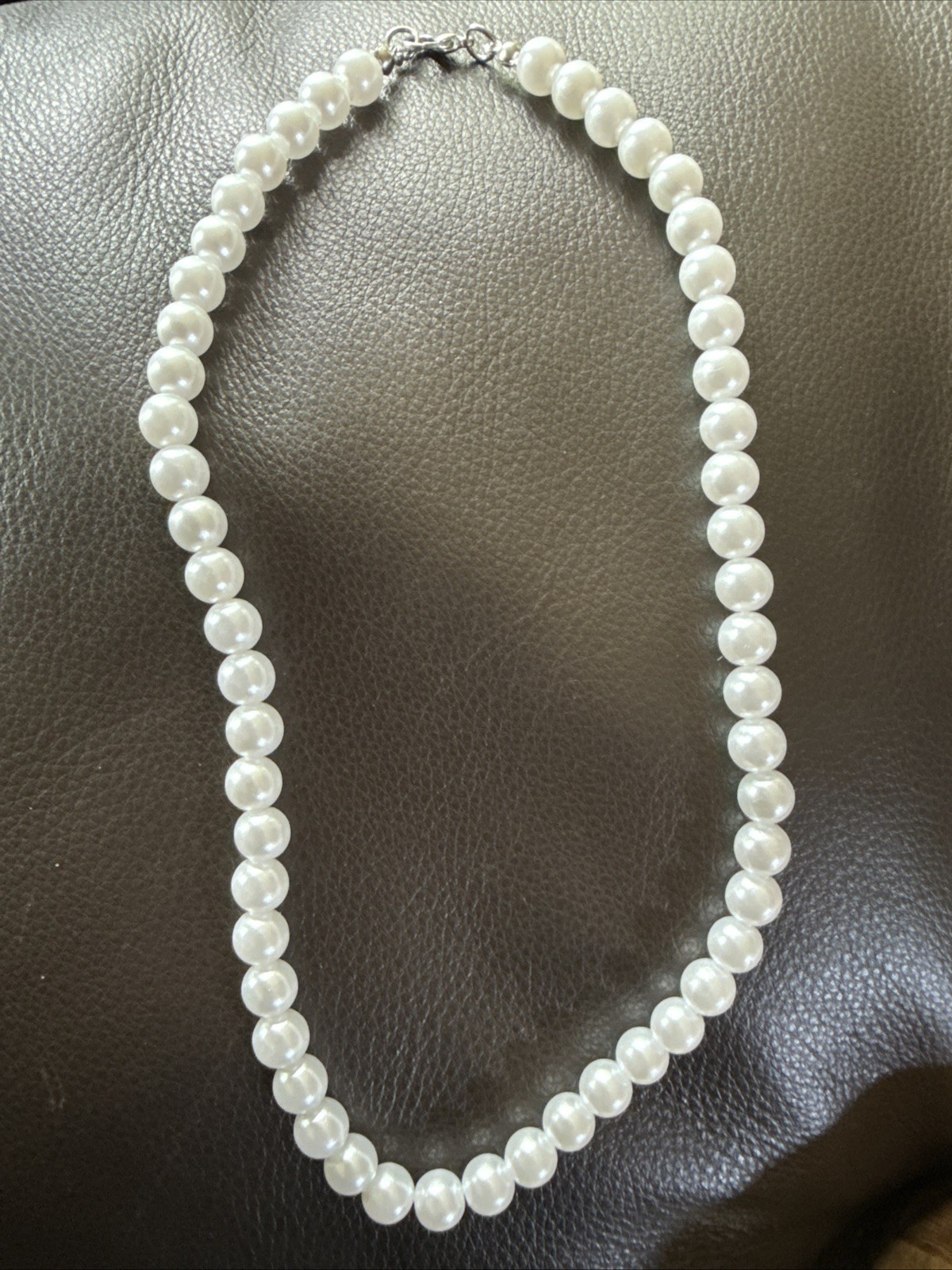 Faux Pearl Single Strand Neckless 17” Inch with Lobster Clasp