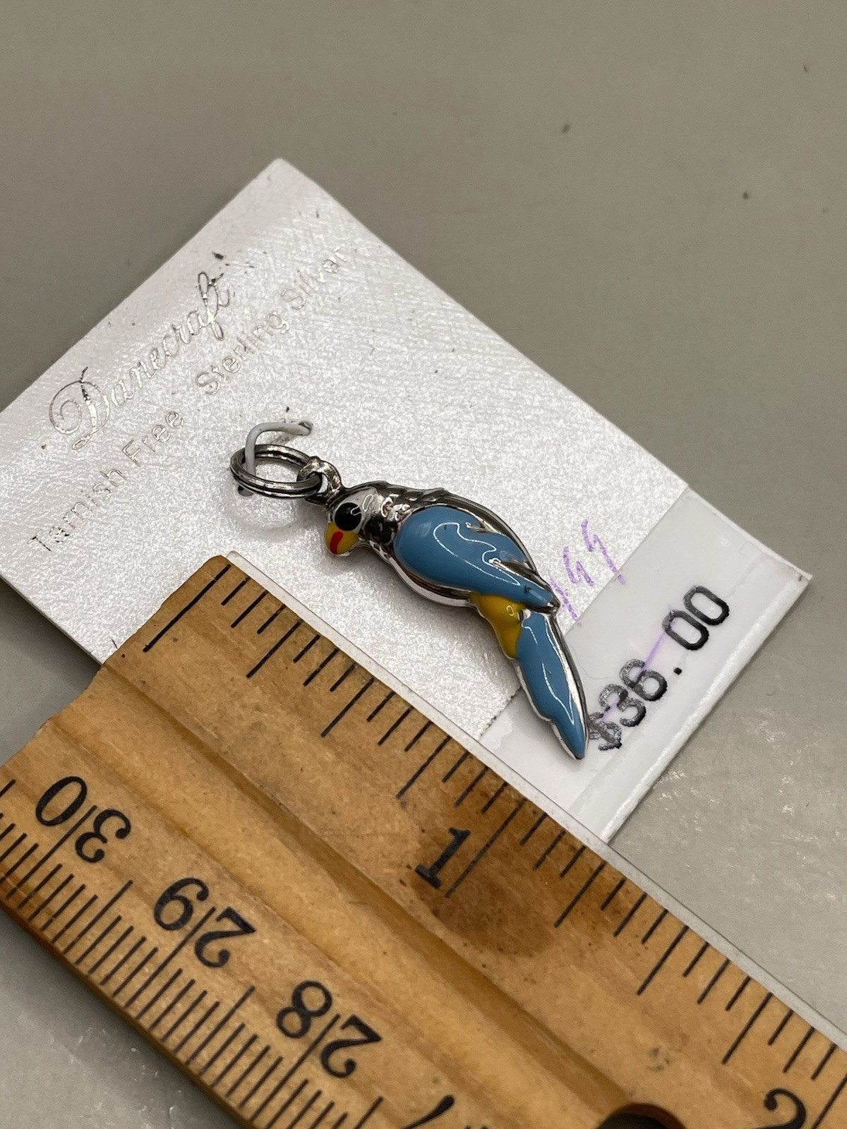 Vintage Danecraft Sterling Silver 925 Enamel Parrot 1” Pendant Charm NWT