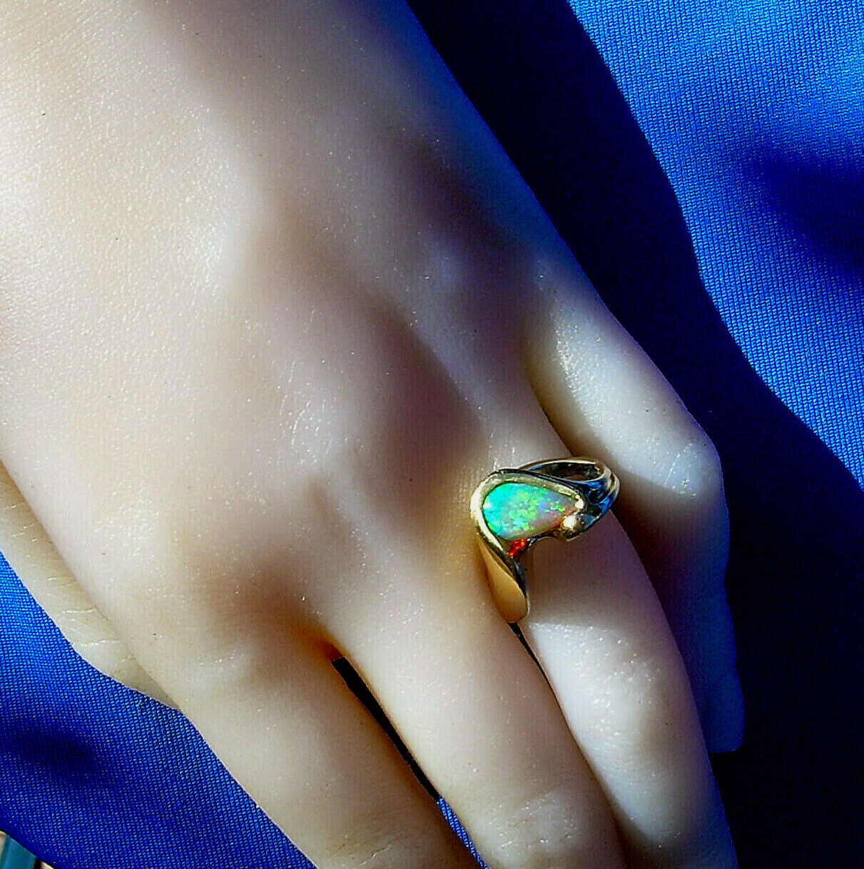 Original EARTH MINED OPAL Engagement Ring Sculptural Design Solitaire 14K GOLD 8