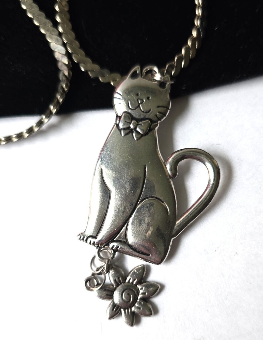 Vintage Silver Tone Ct pendant Stainless Steel Chain Necklace 20″L