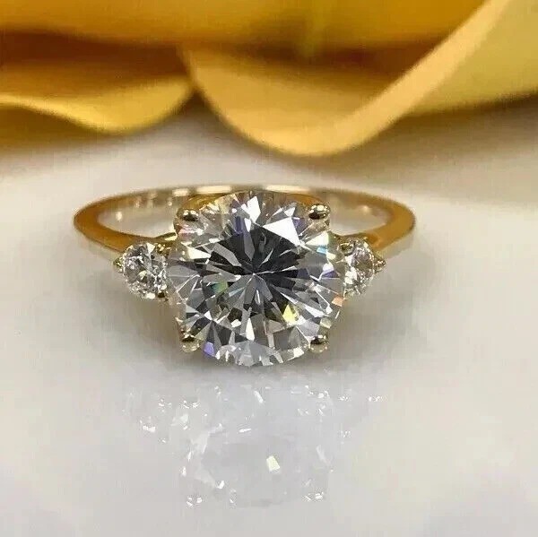 2.25Ct Round Cut Lab Created Diamond 14K Yellow Gold Finish Engagement Ring