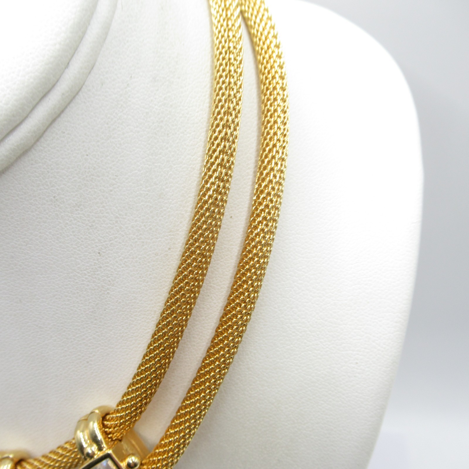 Rolled Mesh Crystal Vintage Double Strand Necklace Fashion MCM