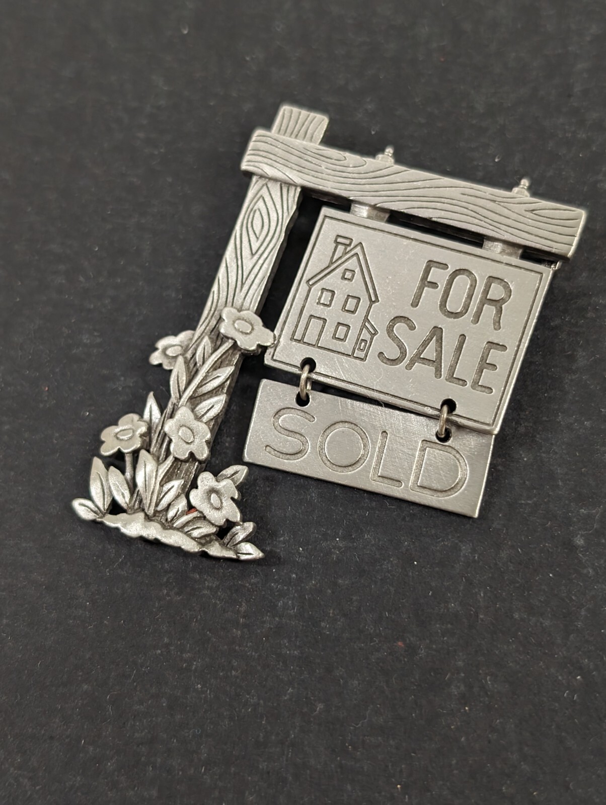 Vintage JJ Pewter Pin For Sale Sold House Home Buyer Realtor Housewarming Gift