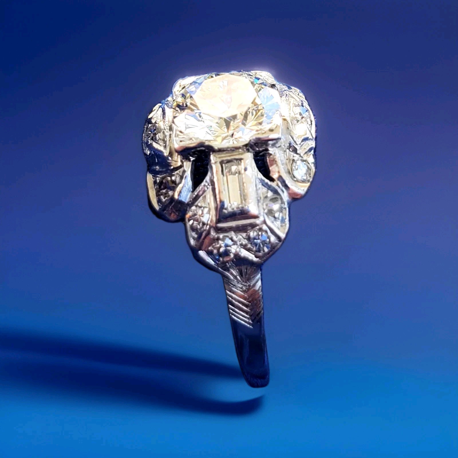 Original EARTH MINED DIAMOND Art Deco Engagement Ring Vintage PLATINUM Solitaire
