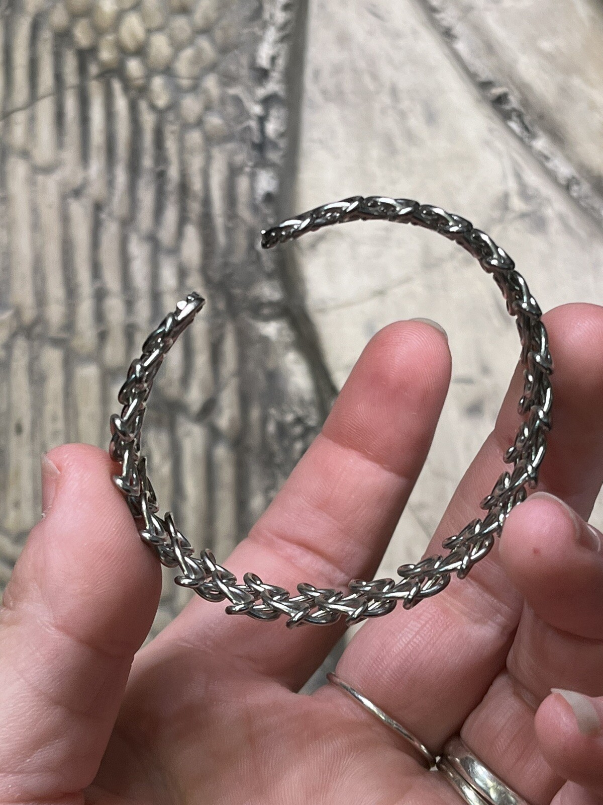 Vintage Silver Tone Chain Linked Cuff Bracelet -Fashion Jewelry -Teen Or Adult