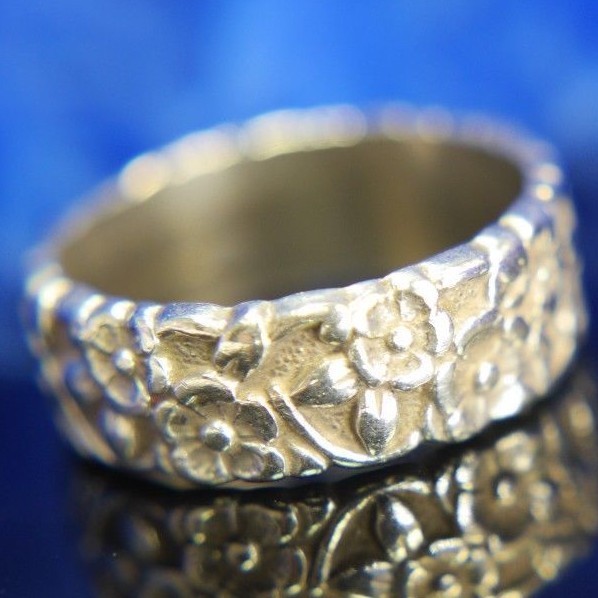 Forget Me Not Flower 0.925 STERLING SILVER Wedding Band vintage Ring size 5.5