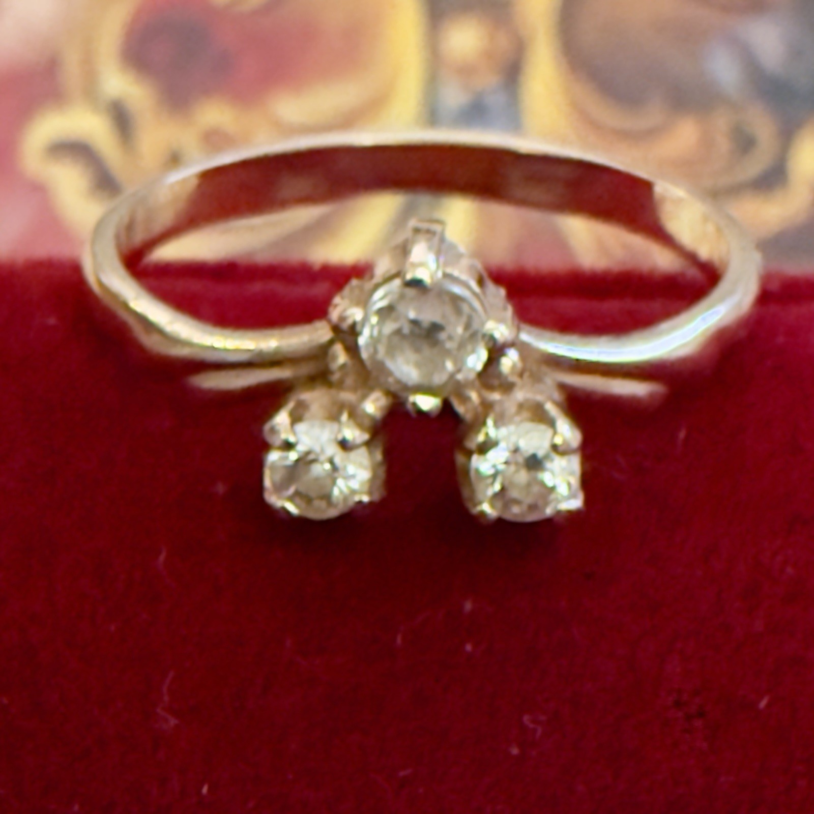 Size 5.75 – 14K 585 Rose Gold & Fianite (CZ) Vintage East European Ring – #1995