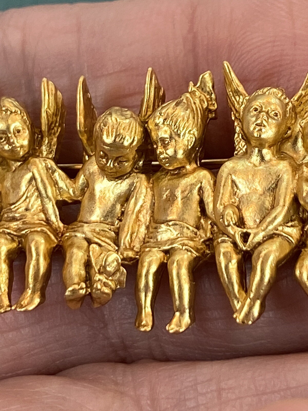 I Am Edgar Berebi My All In A Row Angel child Vintage Brooch pin jewelry 24kplat