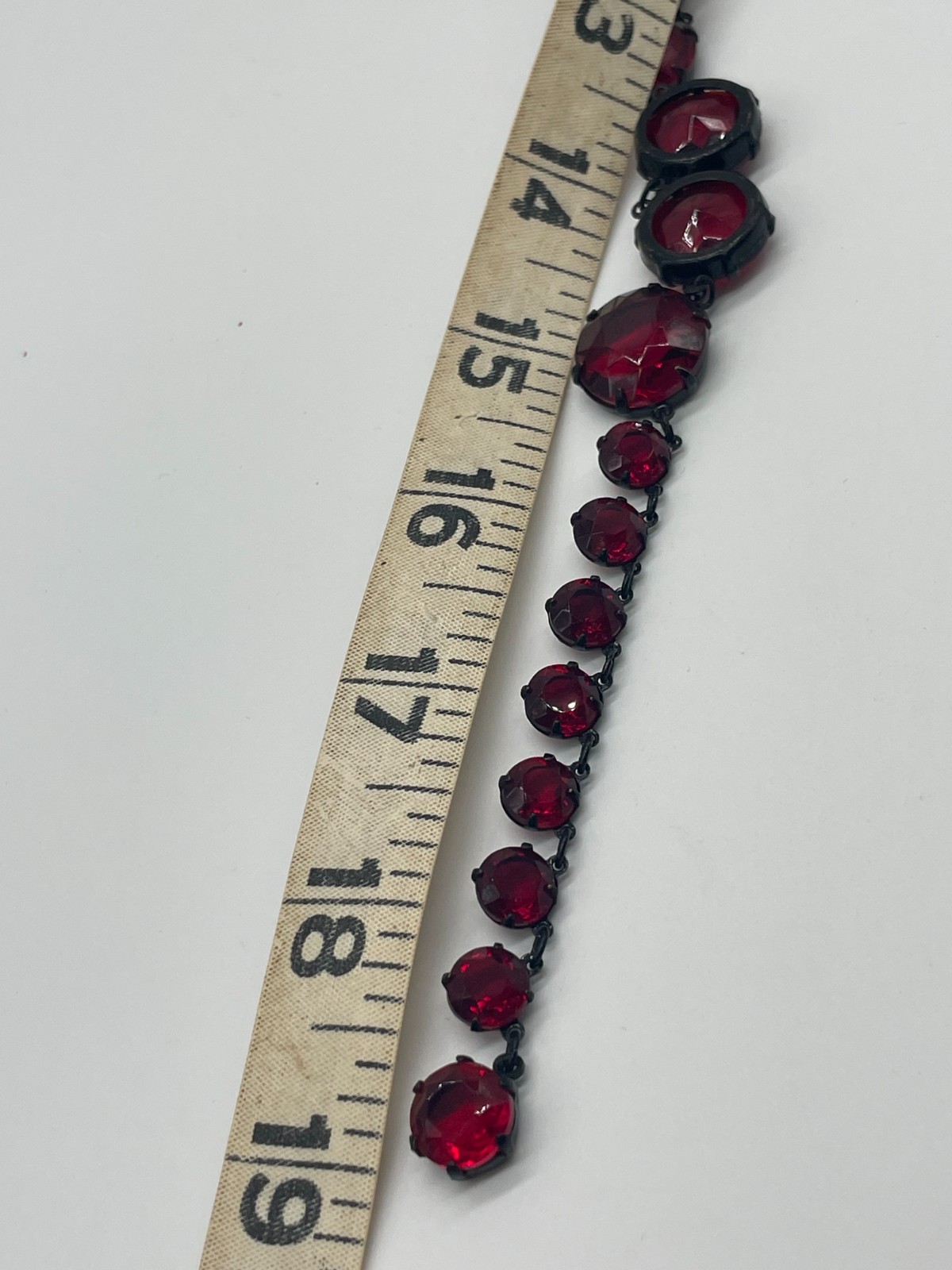 VTG Art Deco Japanned Ruby Red Riviere Collar Necklace