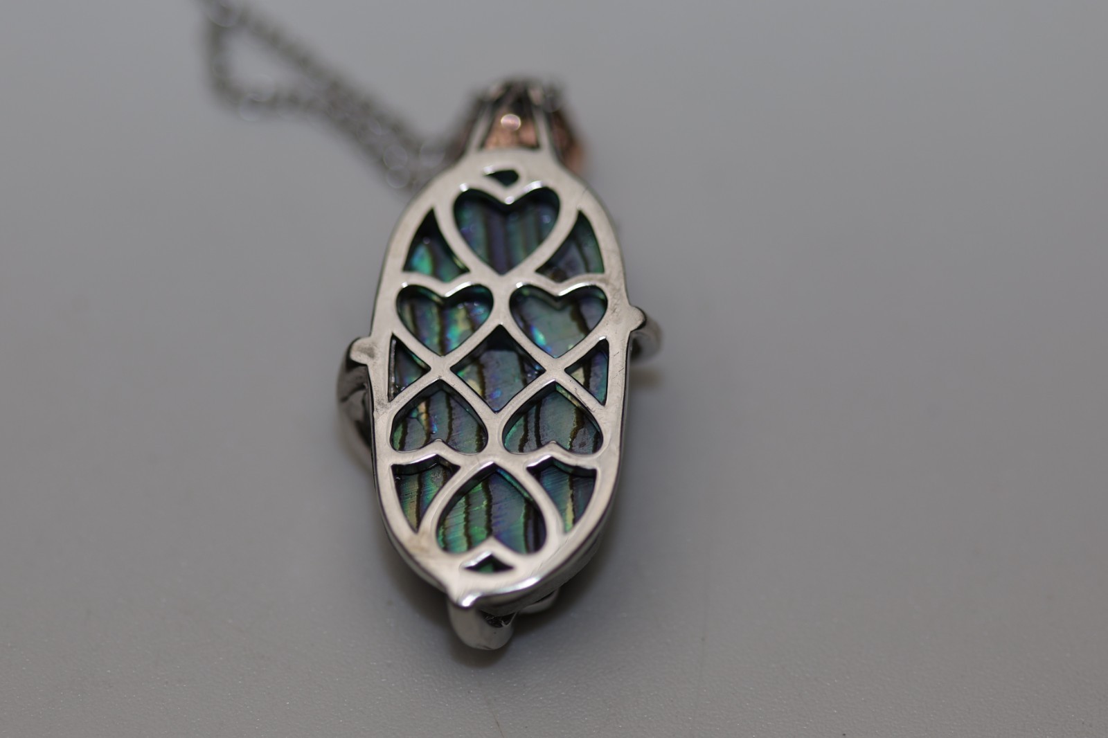 Rose Wrapped Gem Pendant Necklace Sterling Silver