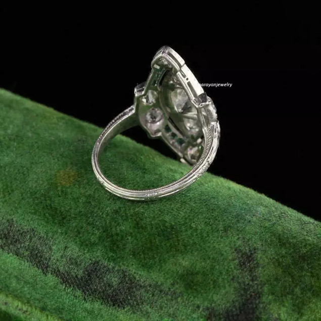 Victorian Marquise 4Ctw CZ Diamond Art Deco Wedding Ring 14K White Gold Plated