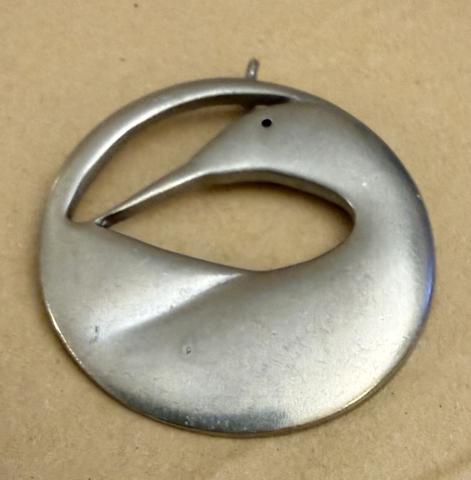 Ken Kantro Pewter Bird Pendant Vintage 1988 Kennebec Modernist Loon Necklace