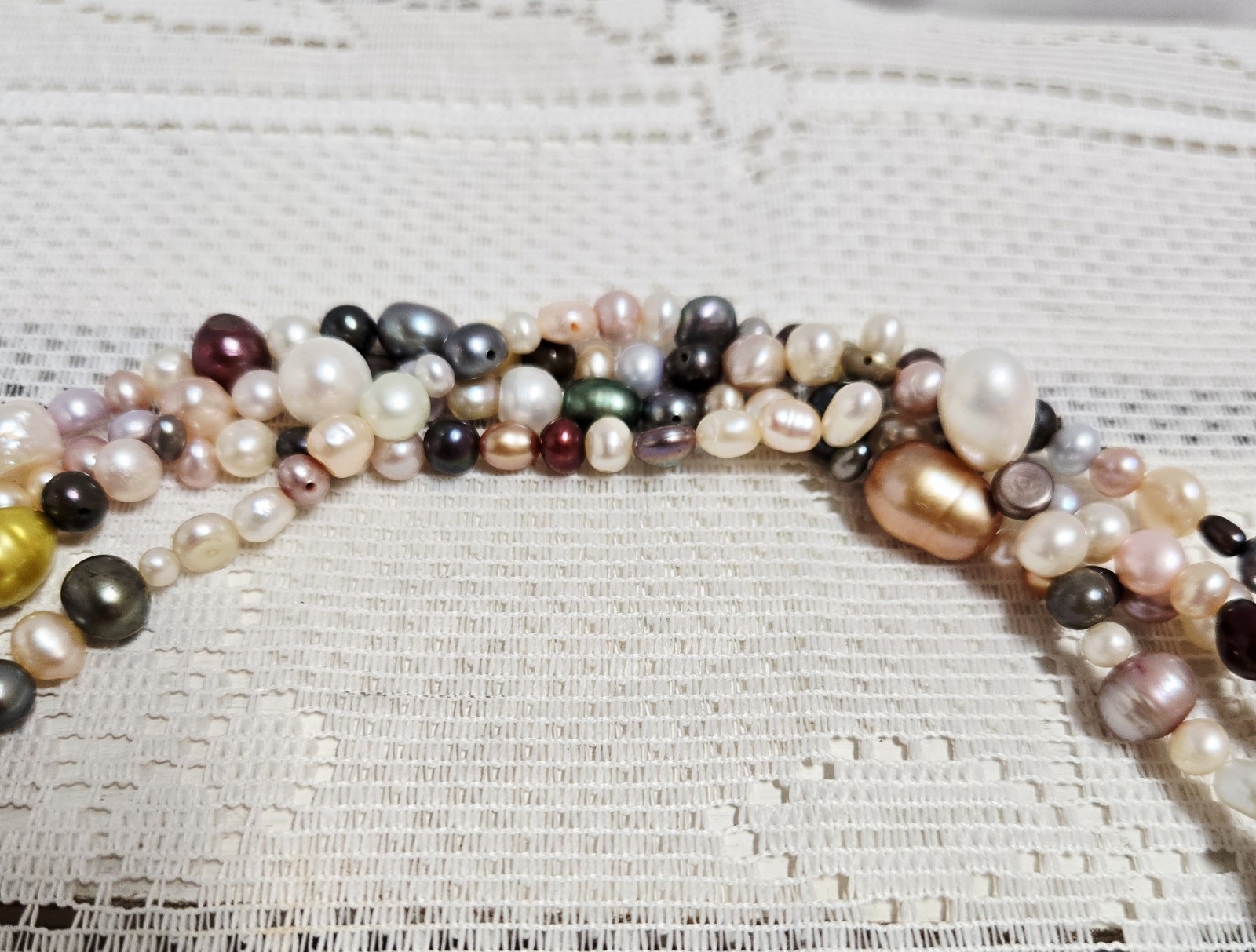 Multi Color Freshwater Pearl Extra Long Cluster Necklace