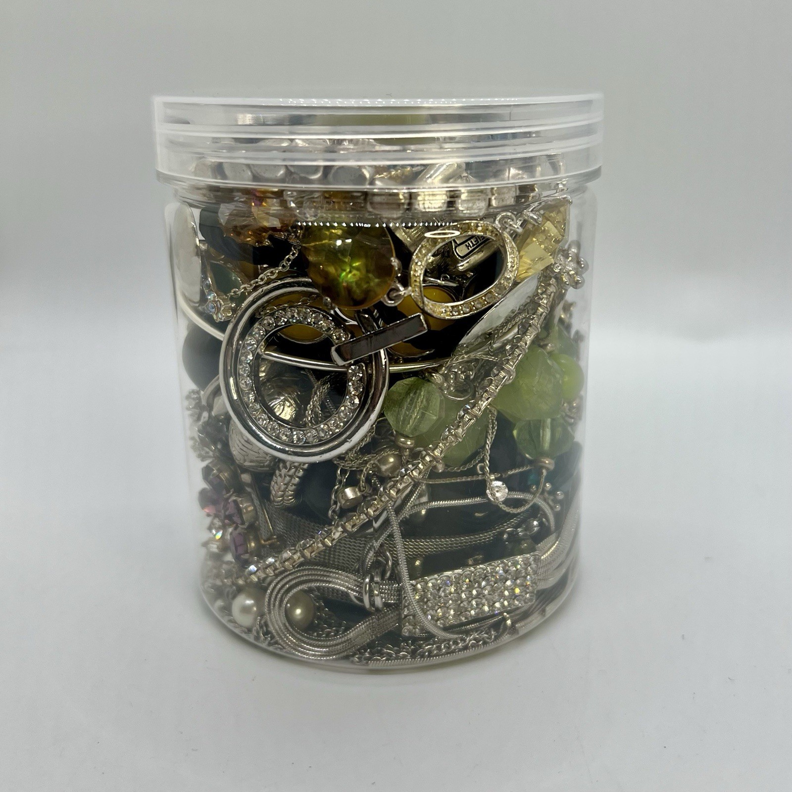 Mystery Jewelry Jar – Vintage To Modern – All Silver Tone Wearable Jewelry