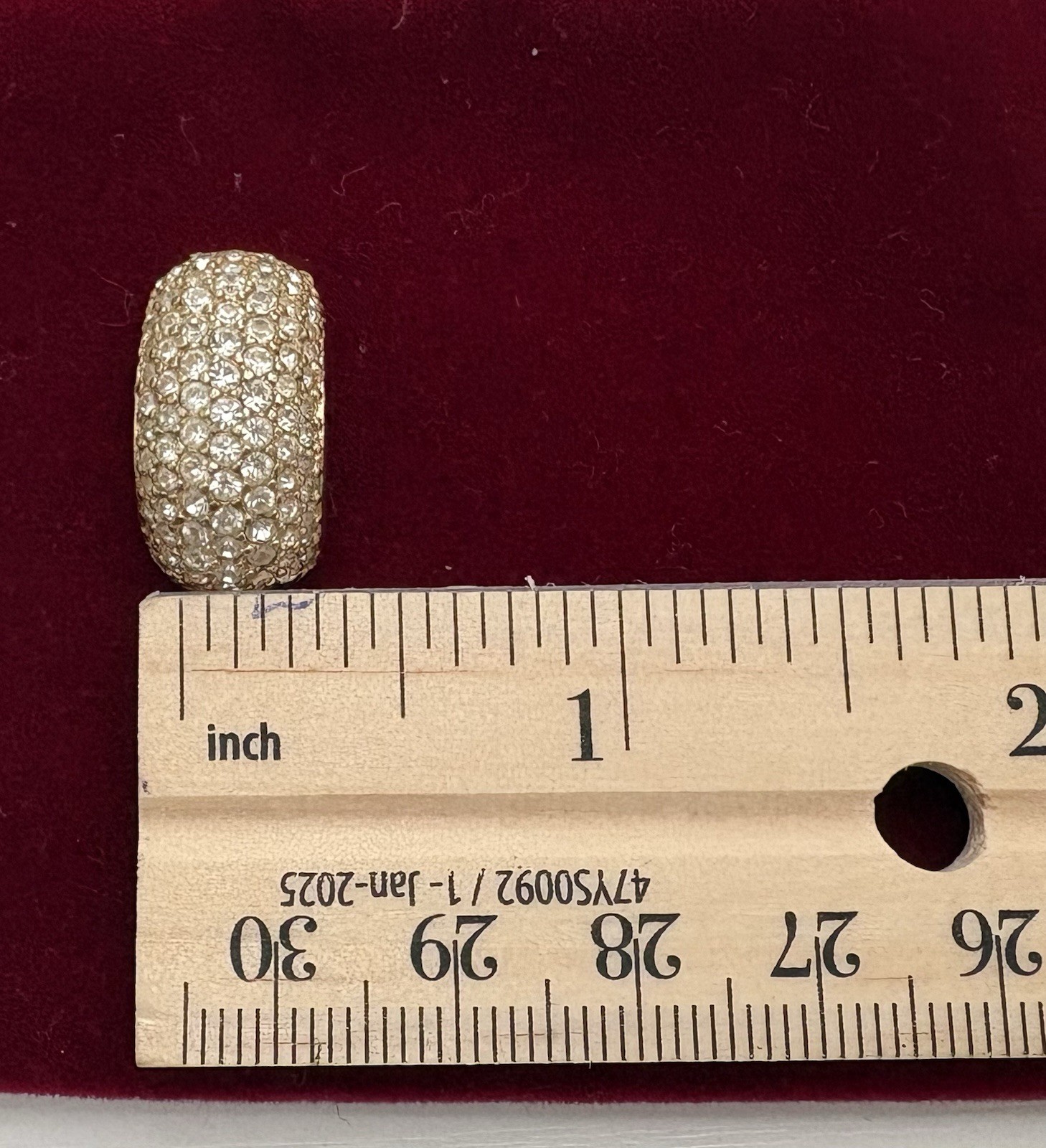 Vintage Christian Dior Clip on Earrings Pave Crystal Half Hoop