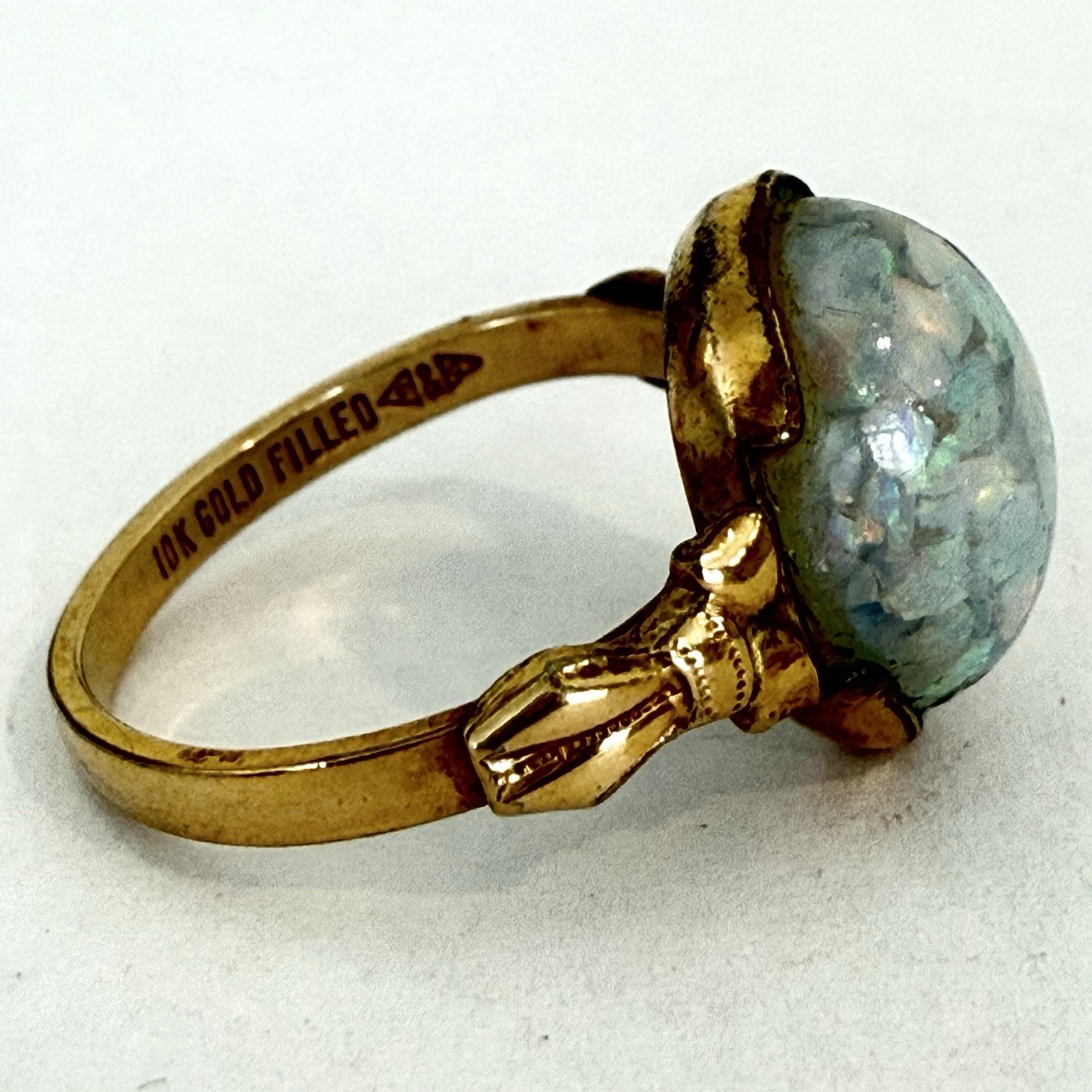 Vintage C&C Clark Coombs 10k Gold Filled Victorian Style Ring Faux Opal Size 5.5