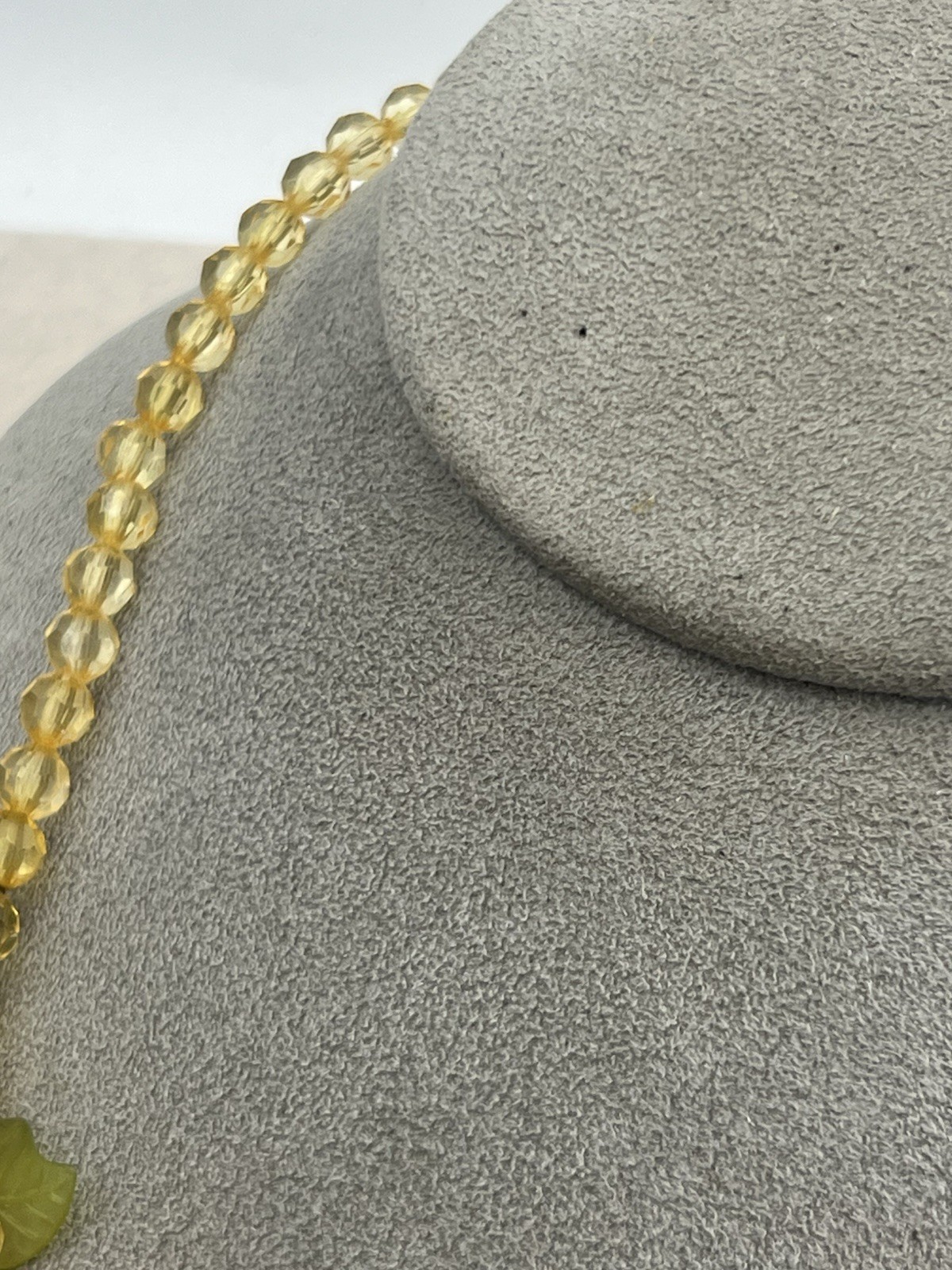 Vintage Fruit Basket Lucite Yellow Beaded Necklace 16 In With Adjustable Chain