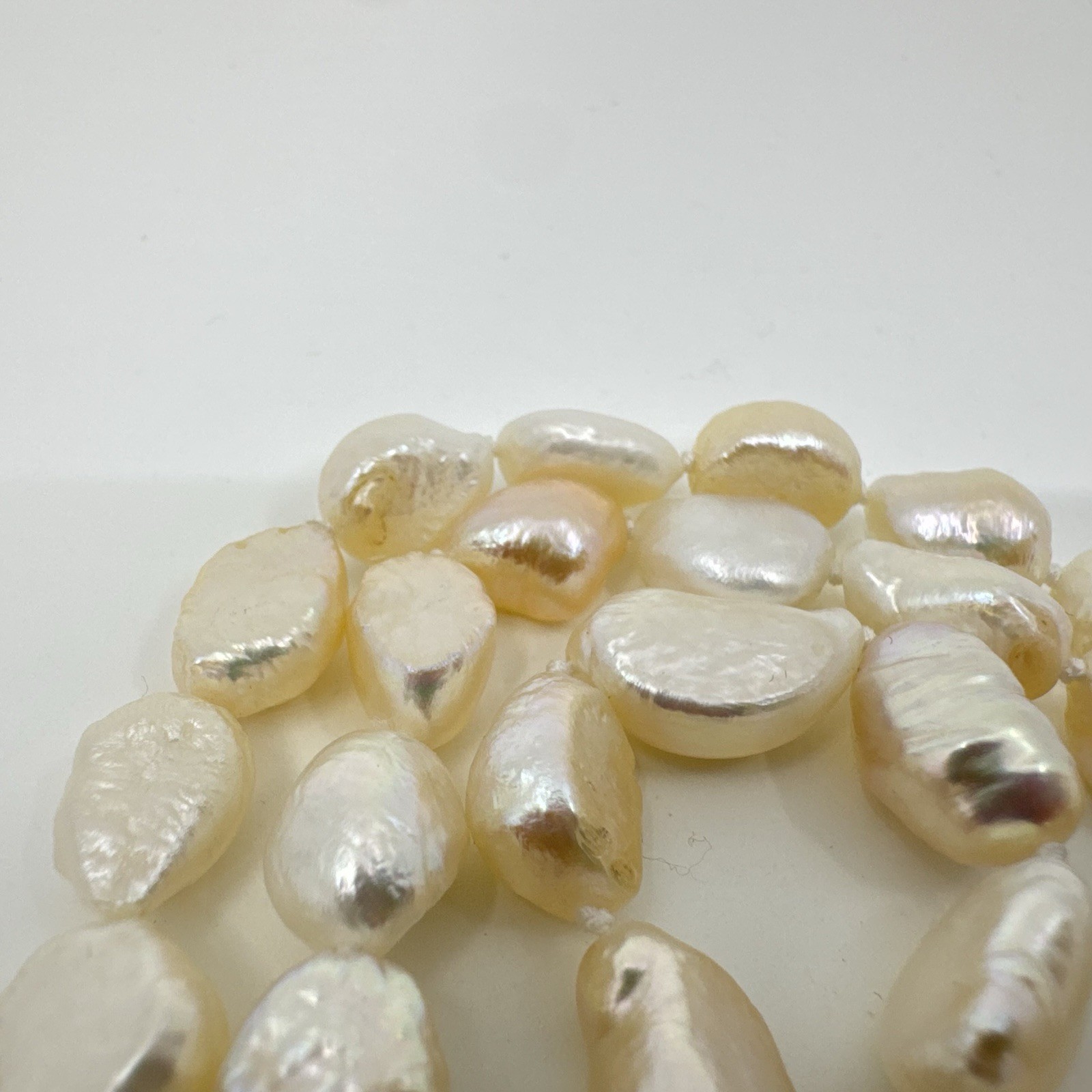 Baroque Pearl Necklace Natural Freshwater 16” Knotted 8.5-9.5mm Pearls VTG