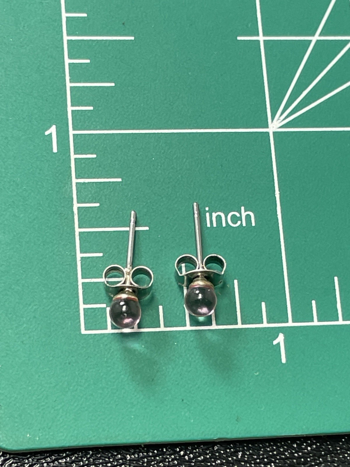 Vintage 4mm Pink Glass Ball Silver Tone Stud Earrings