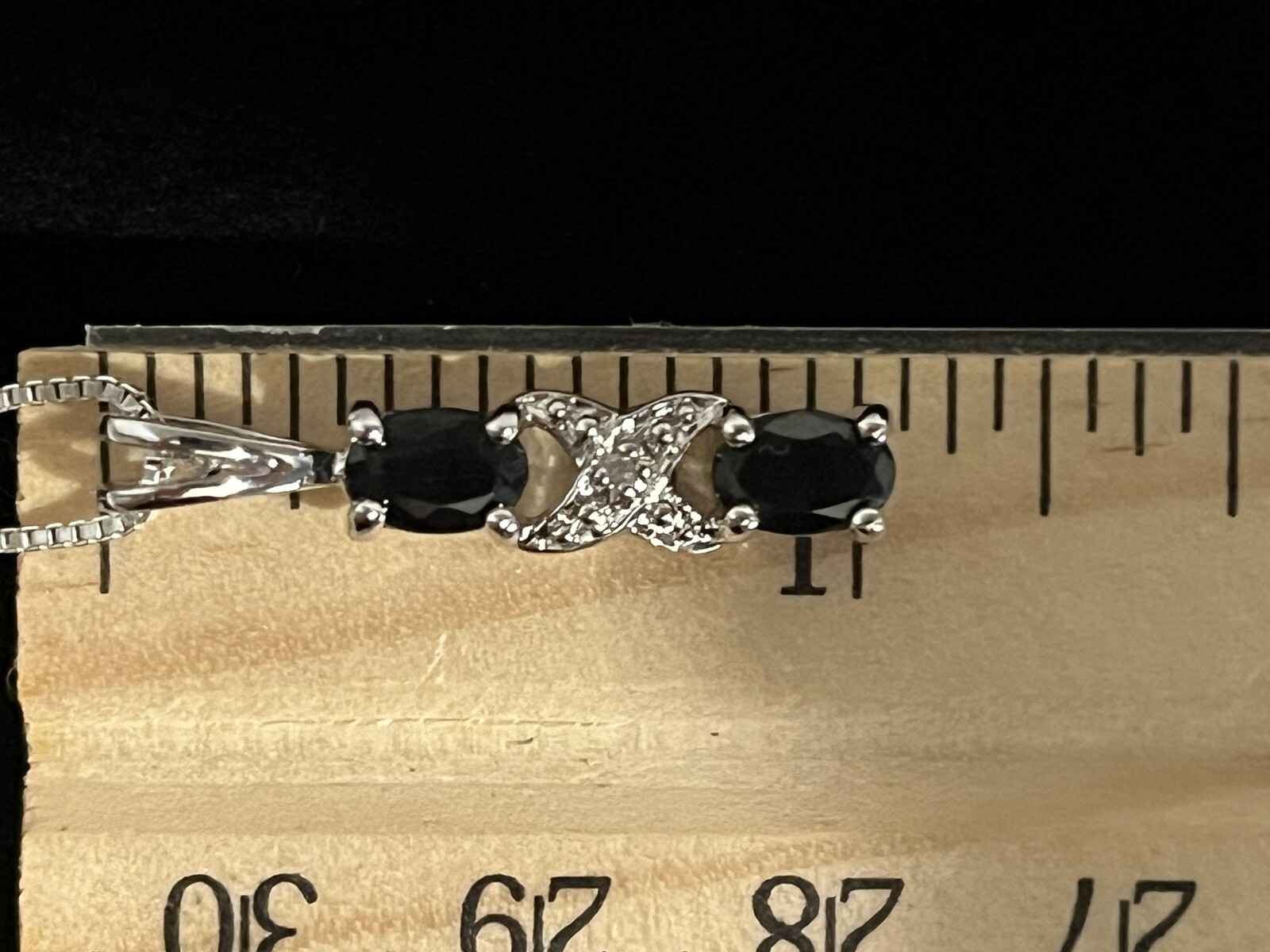 Black and Crystal Rhinestone Pendant and Earring Set with AGI 925 Box Link Chain