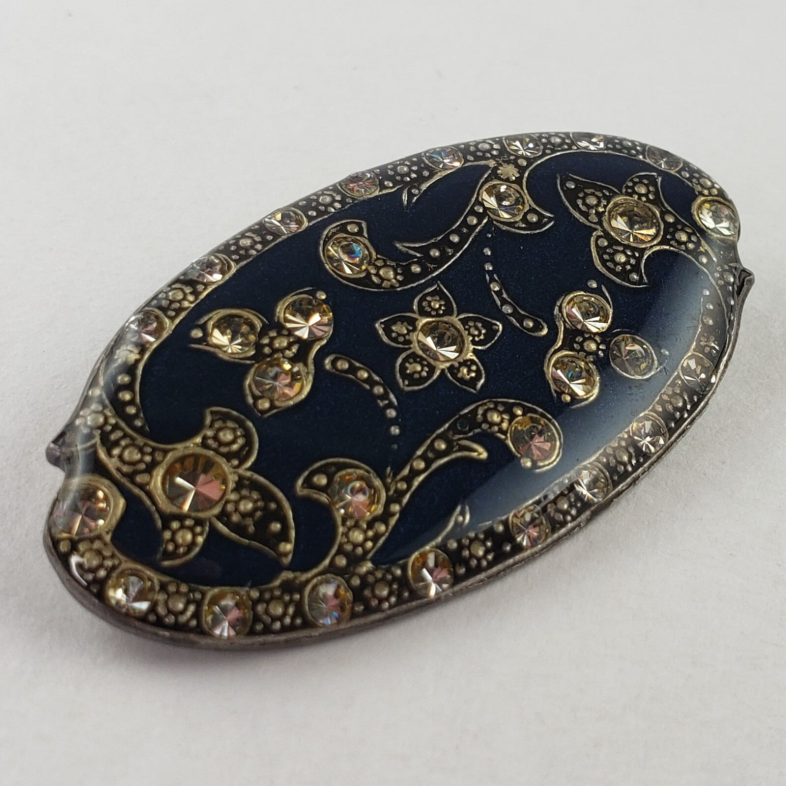 Art Deco Catherine Popesco Brooch Pin White Rhinestones France [7531]