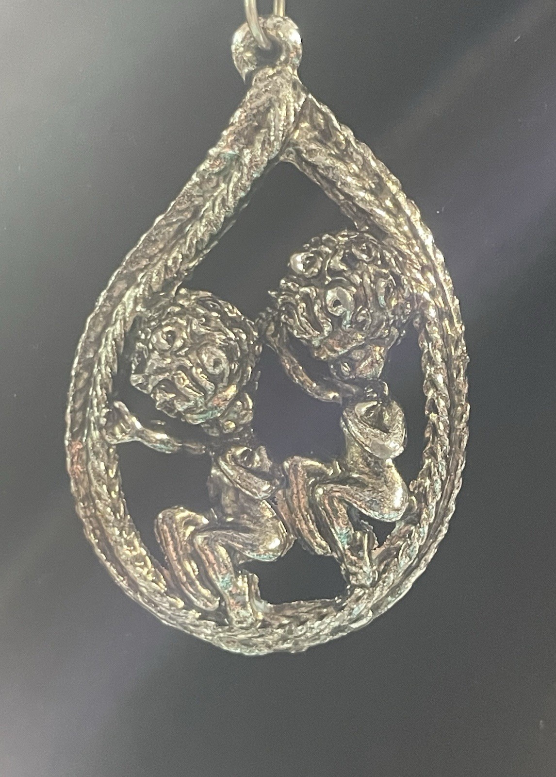 Vintage Cyvra Pixie/Sprite Silver Tone Pendant On A 24” Chain