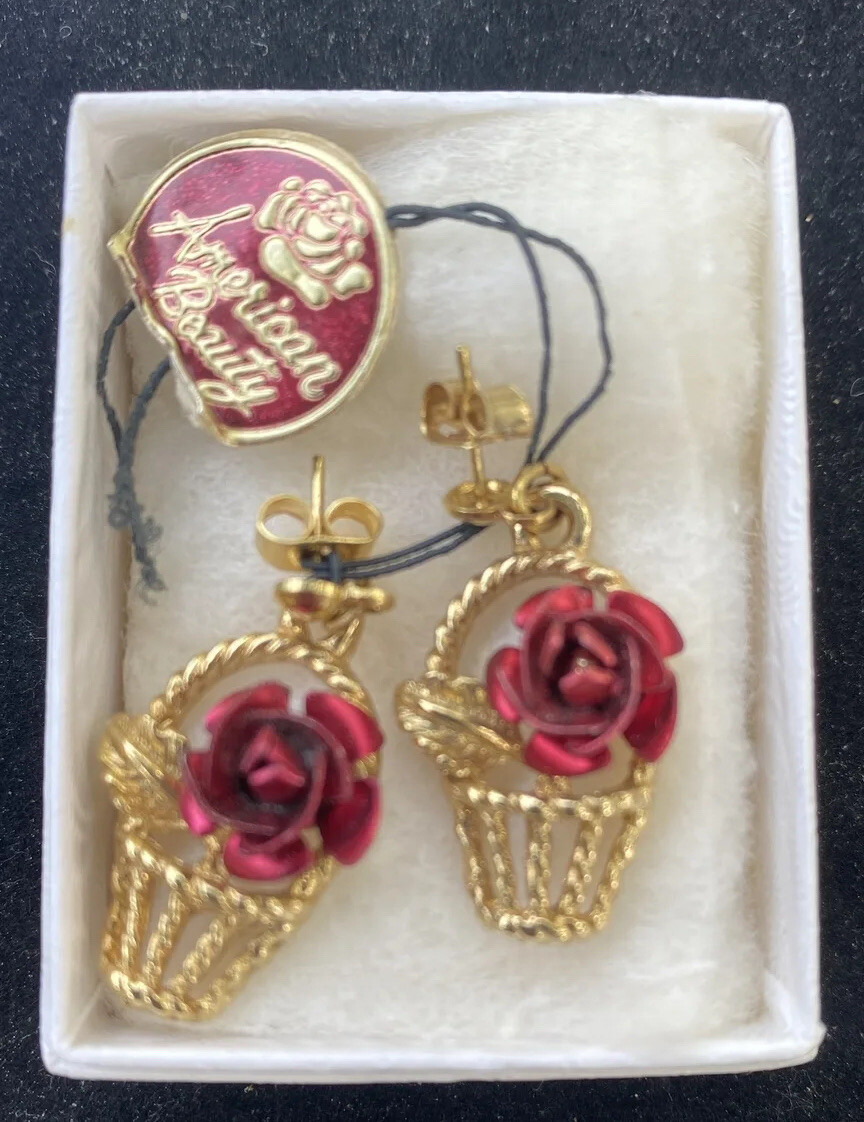 american beauty the art of loving rose in a basket earrings